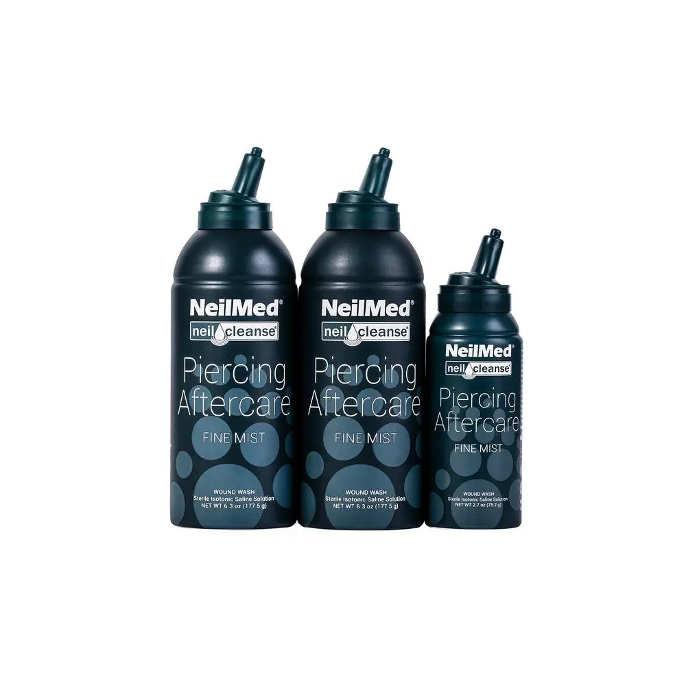 NeilMed NeilCleanse Piercing Aftercare Fine Mist Trio | Sterile Saline Spray, Vegan & Preservative-Free (2×177ml + 1×75ml)