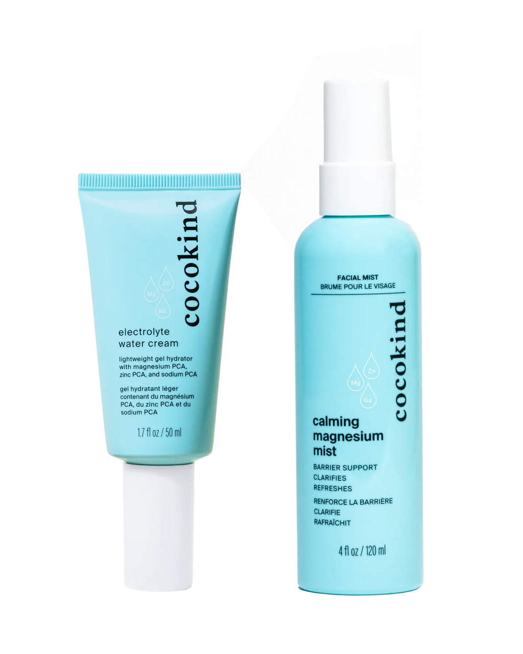 Cocokind Calm & Clarify Duo | Calming Magnesium Mist + Electrolyte Water Cream | For Stressed & Breakout-Prone Skin