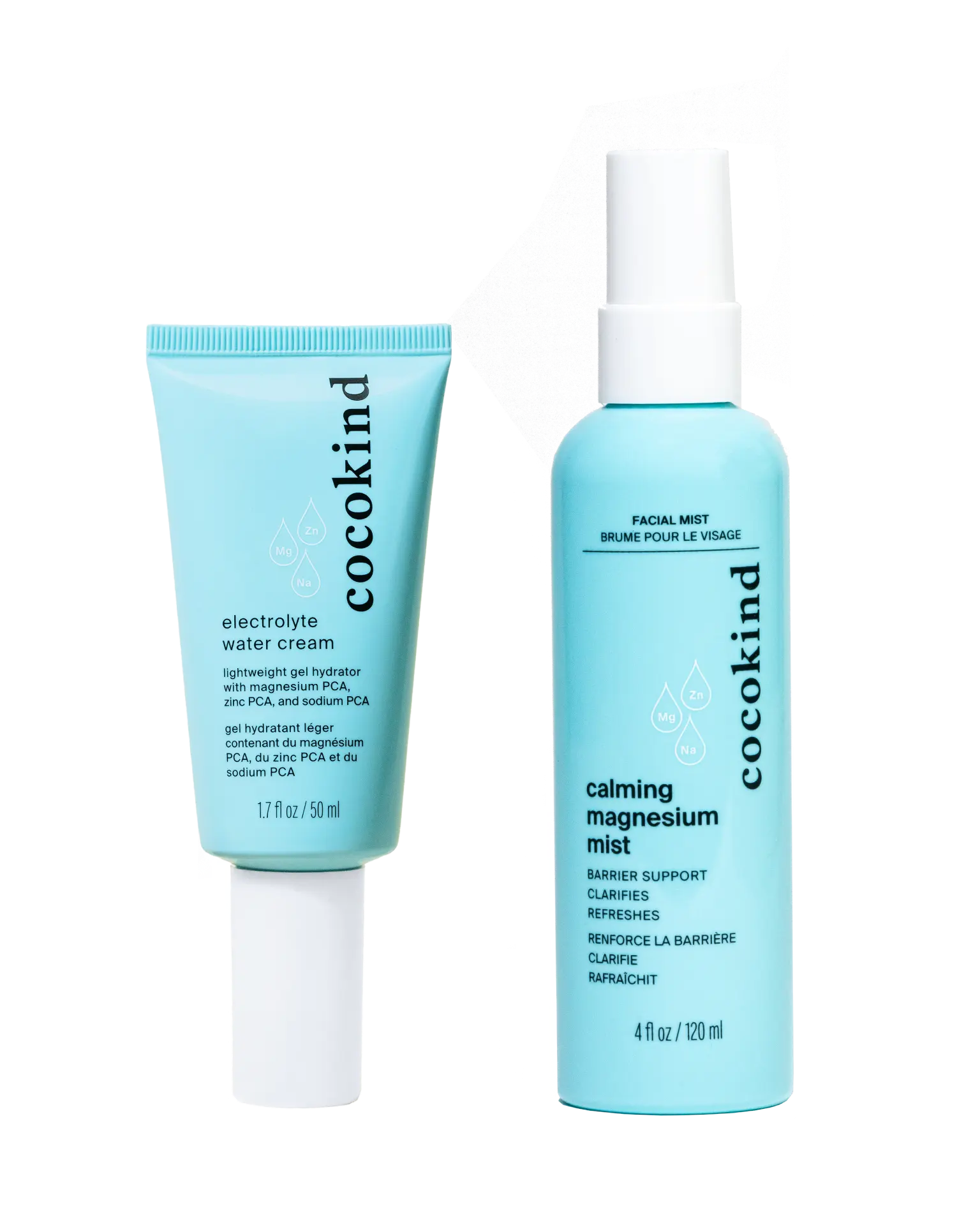 Cocokind Calm & Clarify Duo | Calming Magnesium Mist + Electrolyte Water Cream | For Stressed & Breakout-Prone Skin
