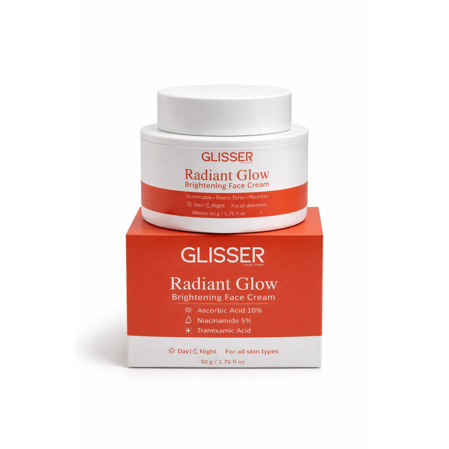 Radiant Glow Brightening Face Cream Niacinamide Glycolic Kojic Aloe