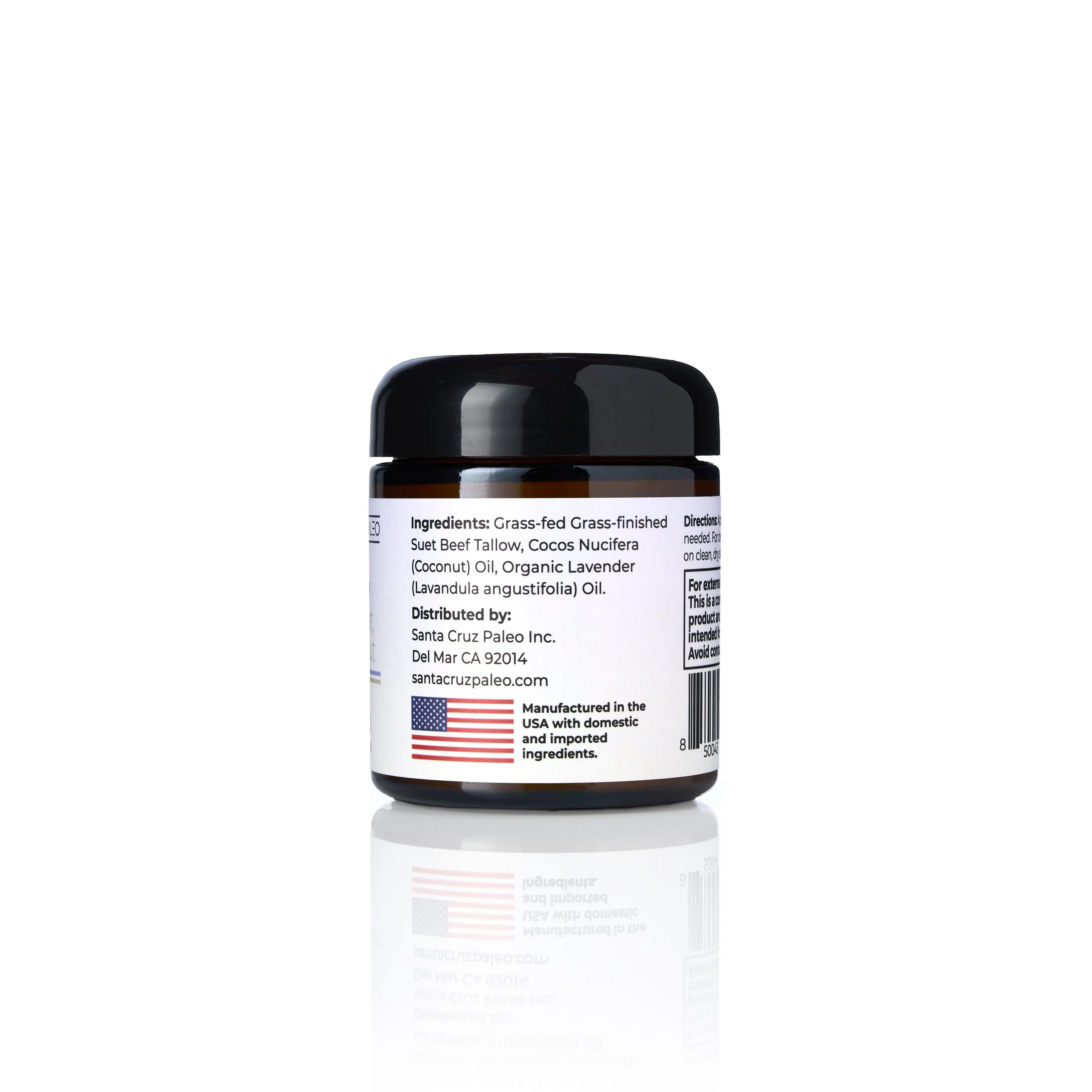 Santa Cruz Paleo Moisturizer 3.5oz – Grass-Fed Beef Tallow Face & Body Cream with Lavender & Coconut Oil | Organic, Non-Comedogenic