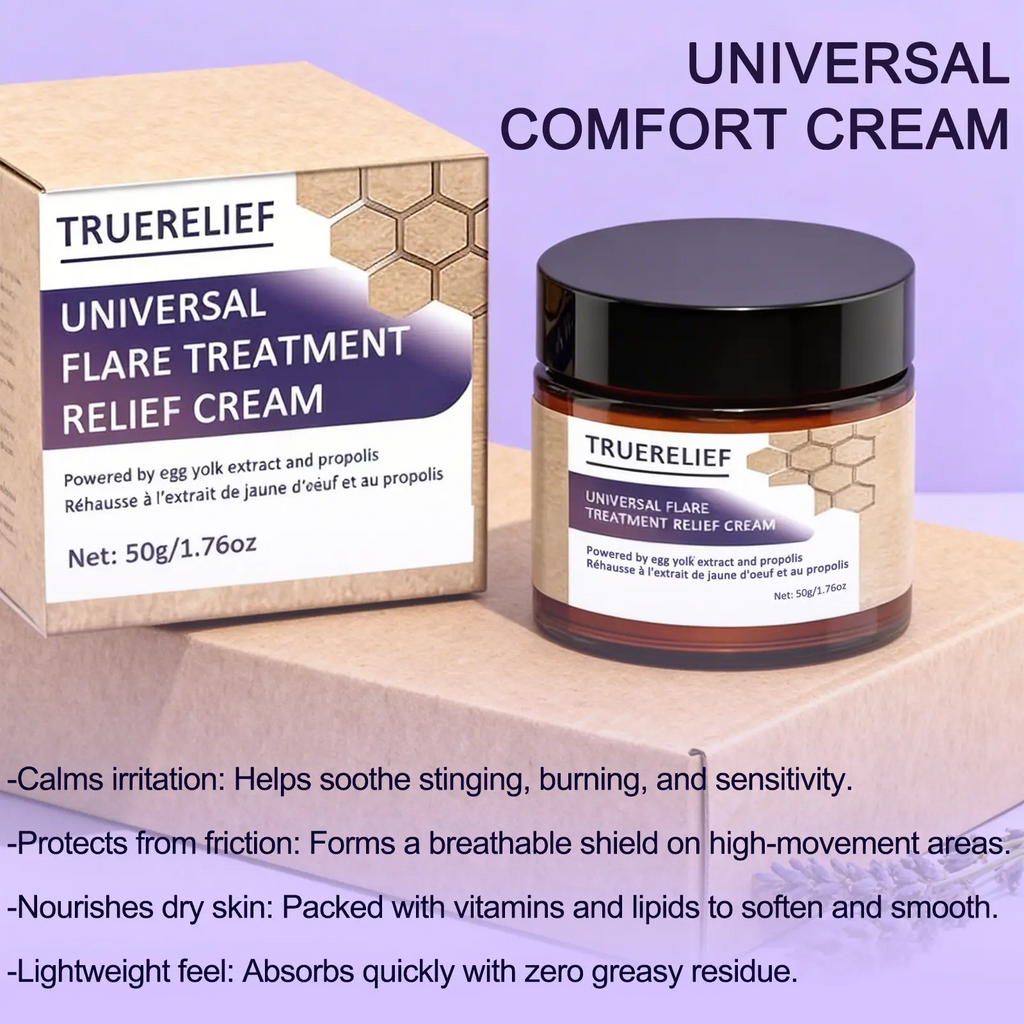 TRUERELIEF Universal Flare Care Cream – Soothes Redness, Irritation & Chafing | Propolis & Egg Yolk Extract | 50g