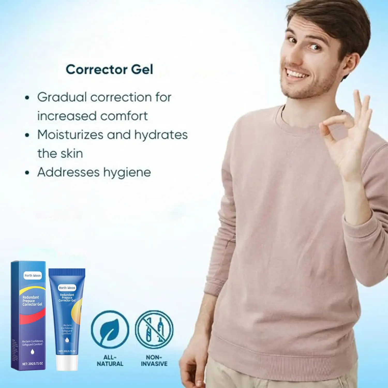 North Moon Redundant Prepuce Corrector Gel | Men's Intimate Care, Soothing & Hydrating, 20g/0.71oz