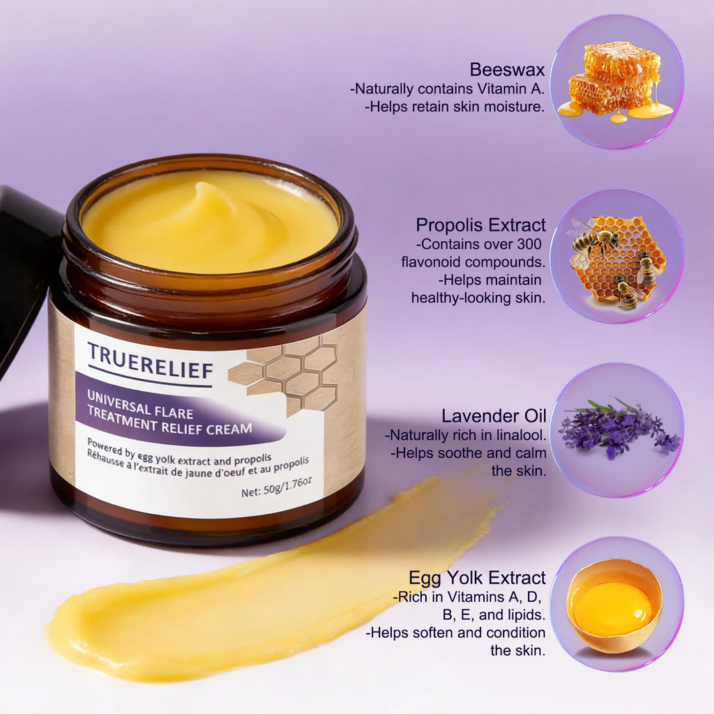 TRUERELIEF Universal Flare Care Cream – Soothes Redness, Irritation & Chafing | Propolis & Egg Yolk Extract | 50g