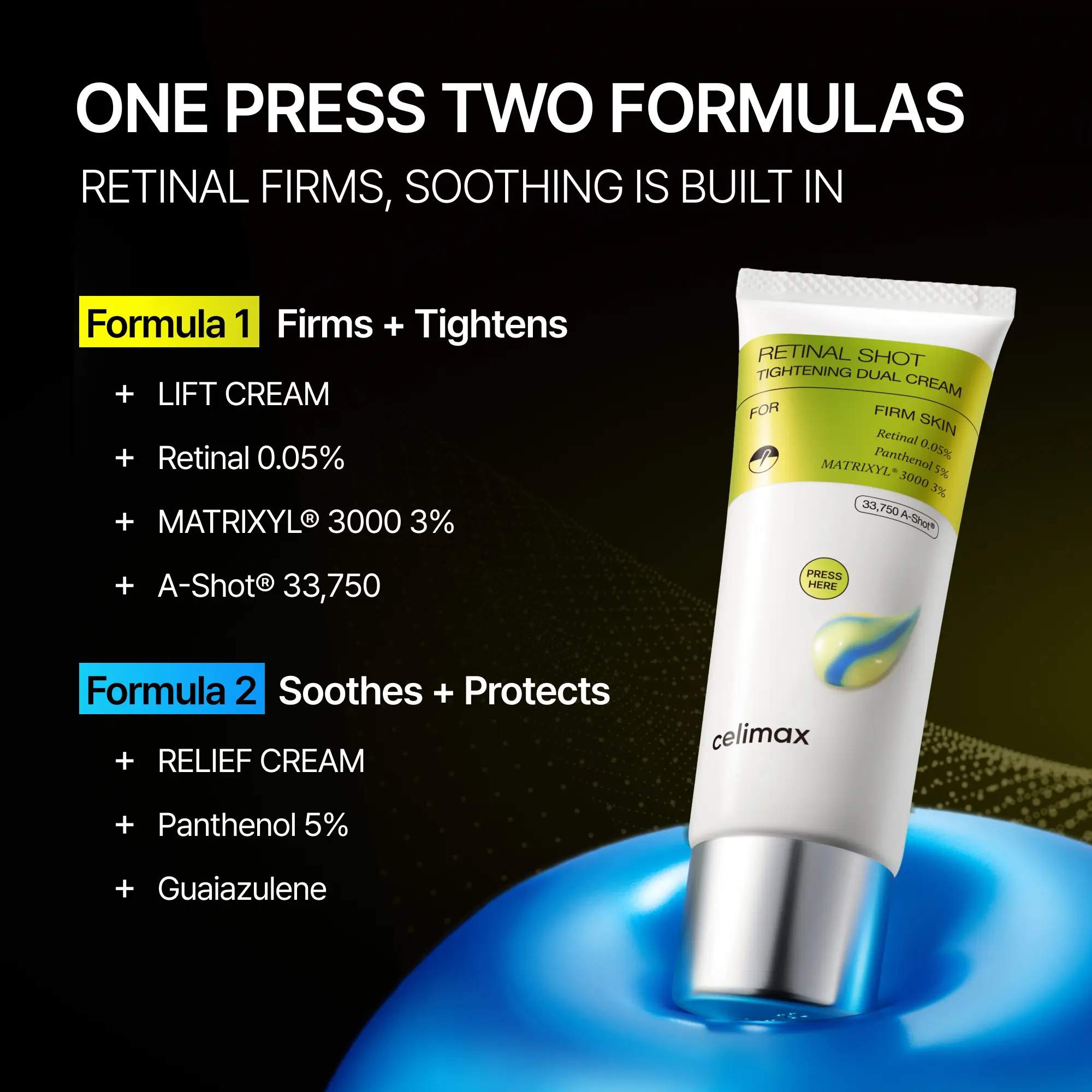 The Vita-A Retinal Shot Tightening Dual Cream | 0.05% Retinal, 3% Matryxyl, 5% Panthenol, High-Strength Retinoid for Anti-Aging, Relief Cream, Wrinkles & Fine Lines, Firmer Skin, 50ml