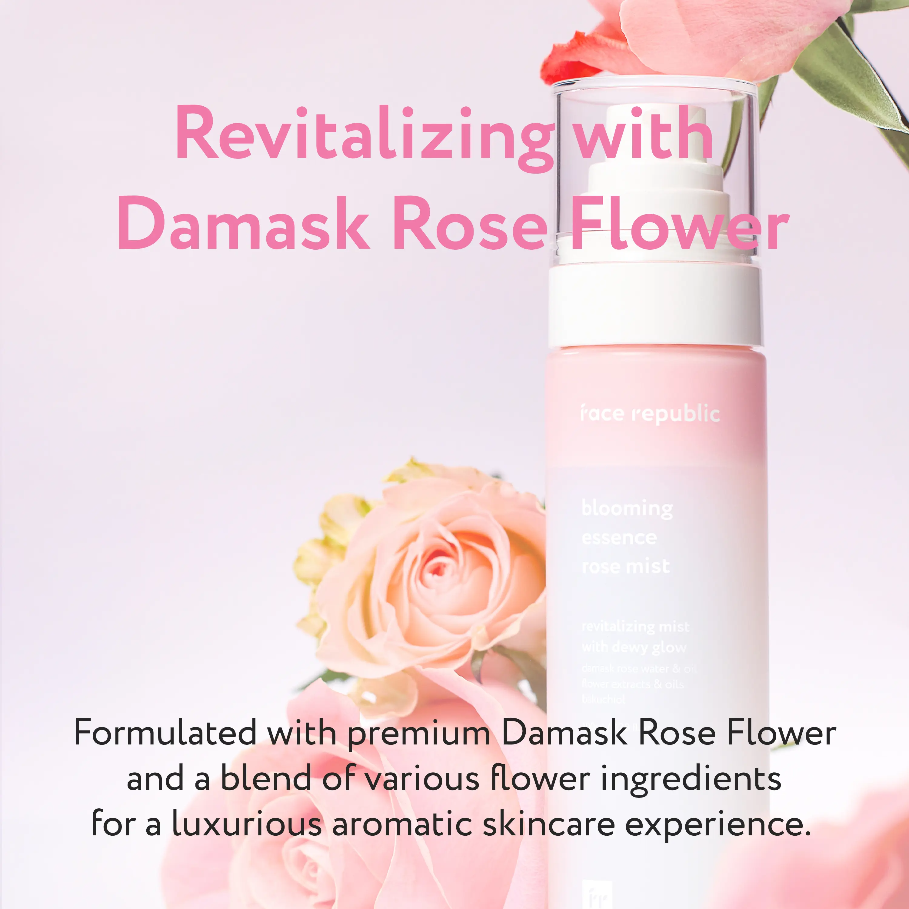 Blooming Essence Rose Mist 100ml – Korean Glass Skin Face Mist with Damask Rose & Bakuchiol | Hydrating, Anti-Aging, Dewy Glow