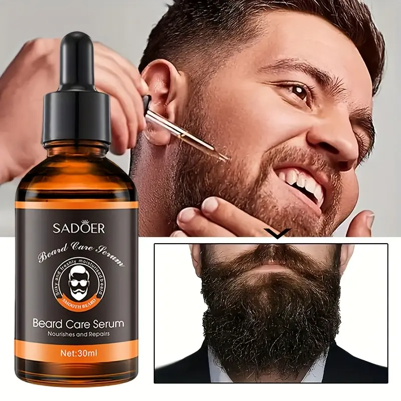 Men's Beard Grooming Kit with Beard Oil, 0.25mm Beard Roller, Brush, Comb, Pouch Hydrating and Gentle Moisturizing for Beard Care and Styling