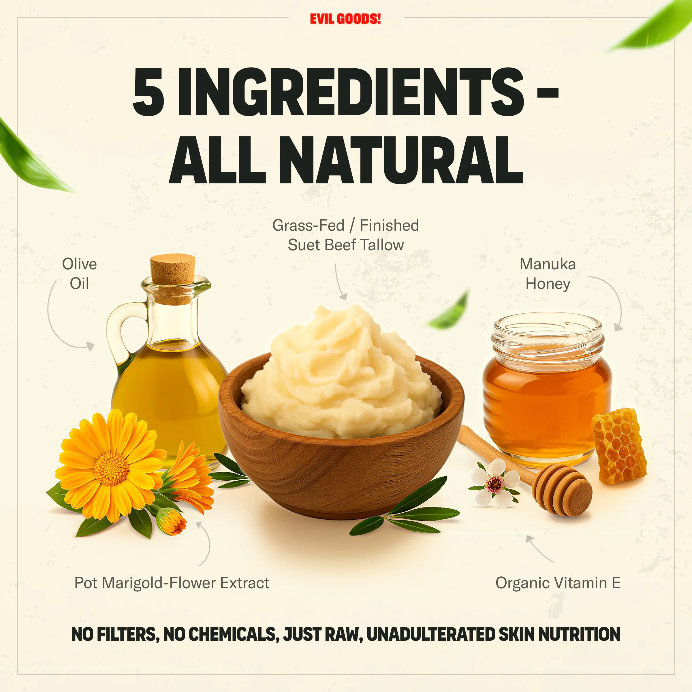 Whipped Beef Tallow and Manuka Honey Balm | 100% Natural | All Skin Types