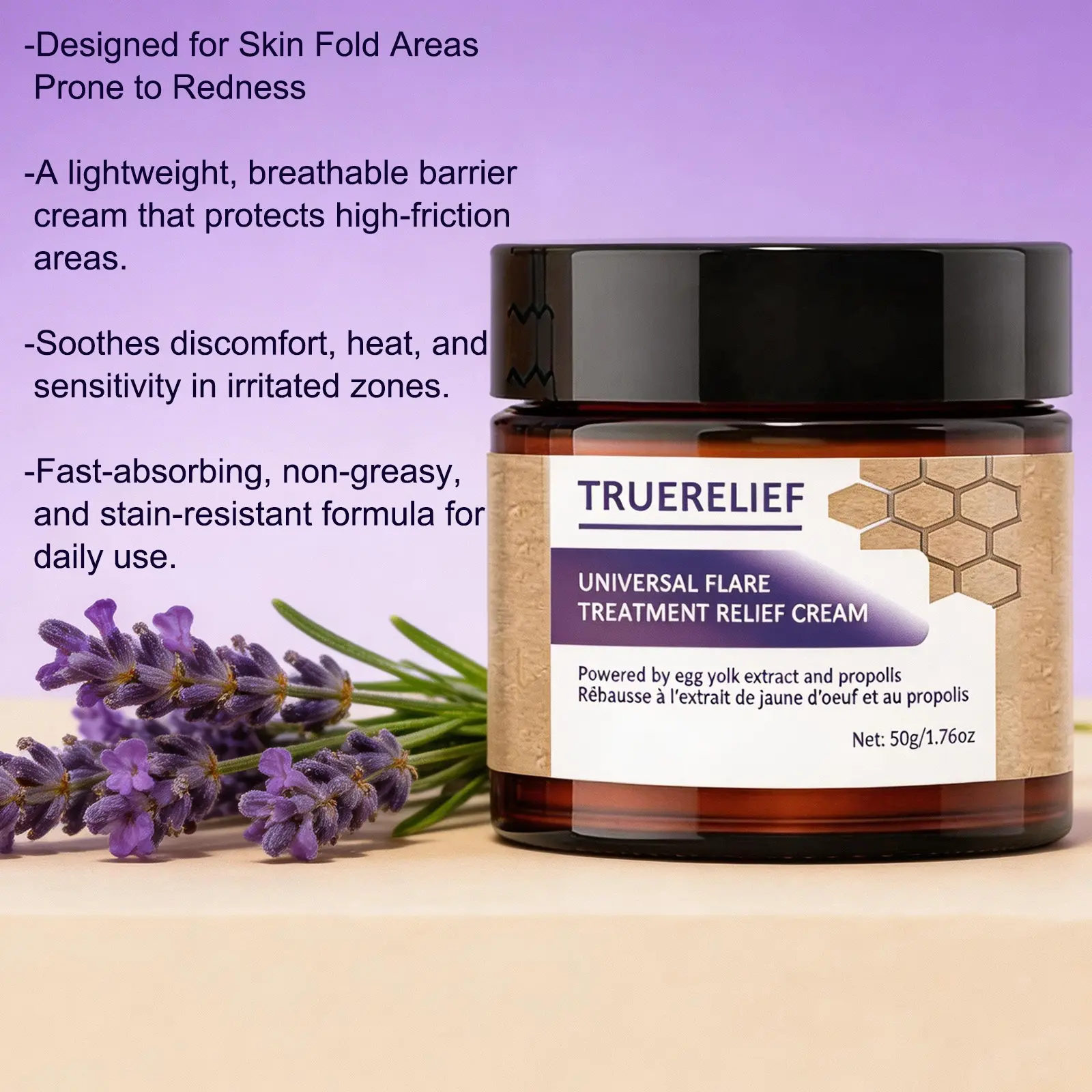 TRUERELIEF Universal Flare Care Cream – Soothes Redness, Irritation & Chafing | Propolis & Egg Yolk Extract | 50g