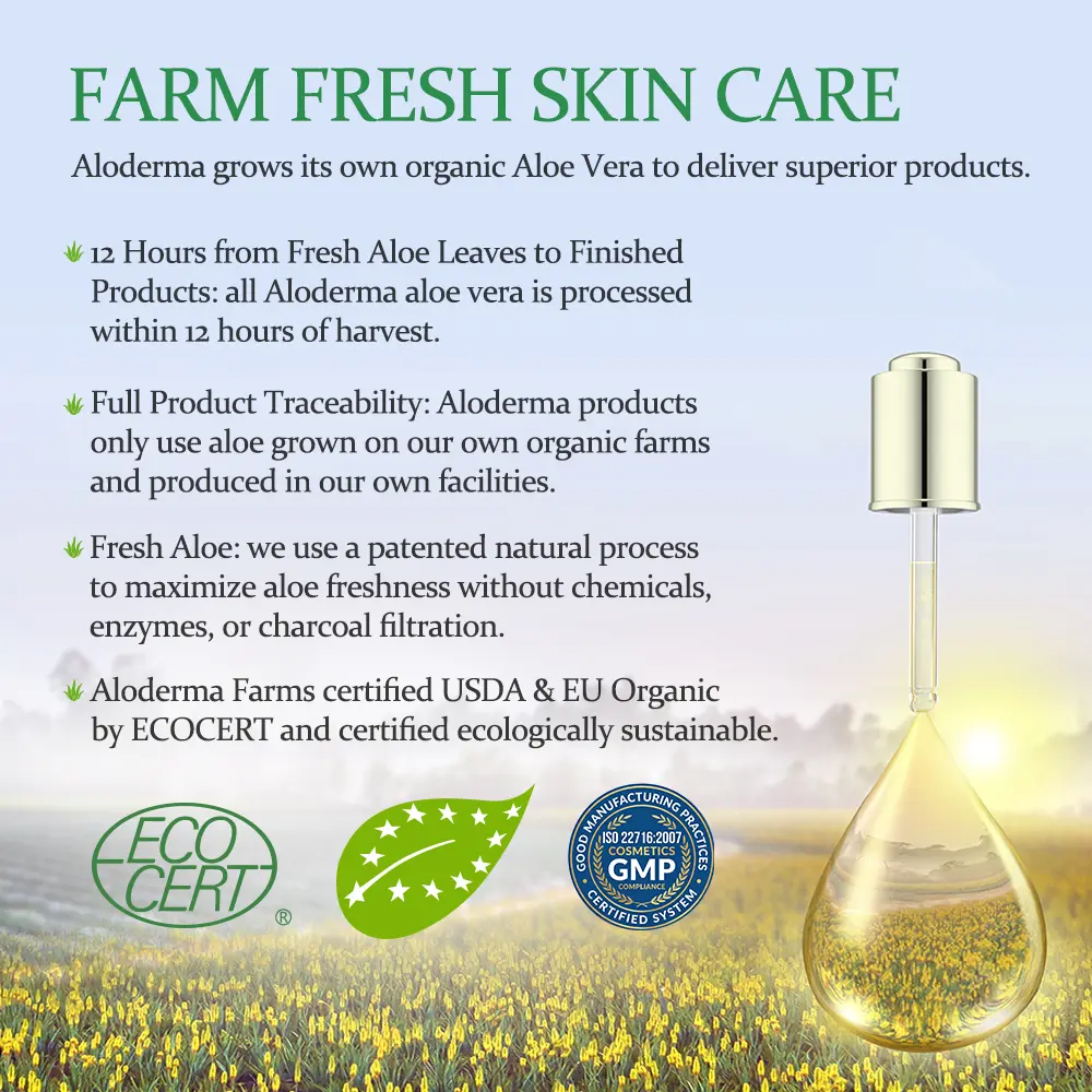 ALODERMA Pure Aloe Vera Gel 96% Organic – Face, Body, Hair & Scalp | 7.05oz