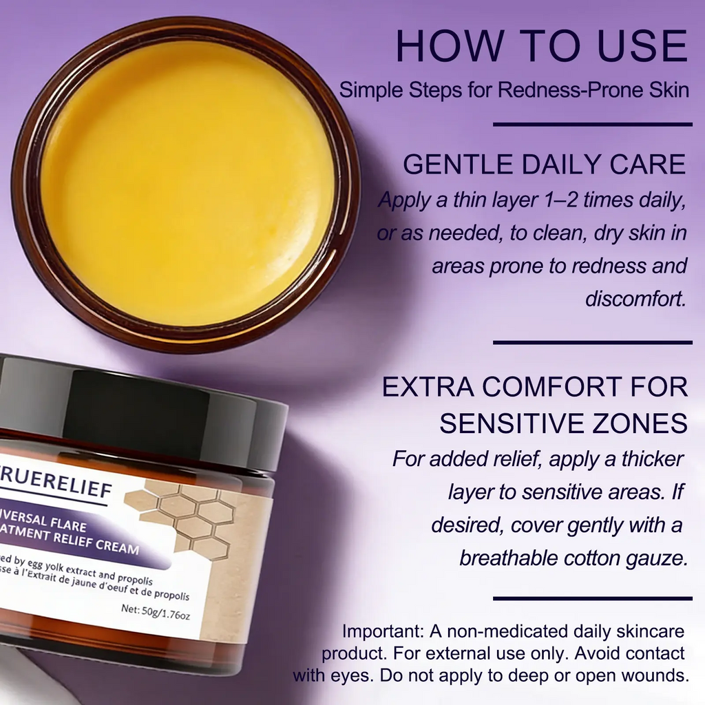 TRUERELIEF Universal Flare Care Cream – Soothes Redness, Irritation & Chafing | Propolis & Egg Yolk Extract | 50g