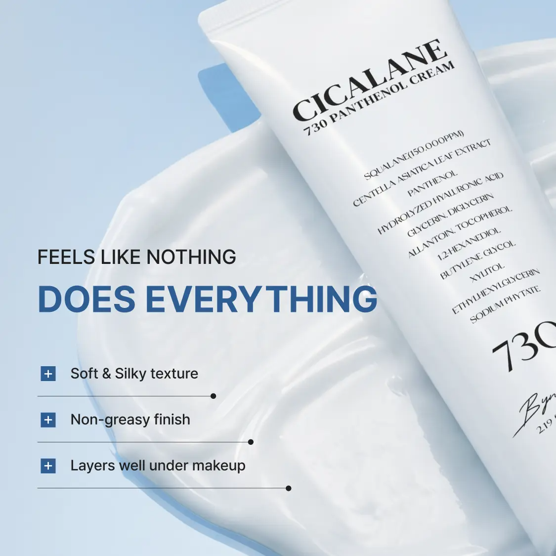Panthenol Cream — Korean Cica Moisturizer for Face | Glass Skin Cream with Centella Asiatica & Squalane | Hydrating Soothing Redness for Acne Prone Sensitive Skin | Lightweight Non-Greasy Makeup Prep Primer | K-Beauty 2.2 Fl Oz