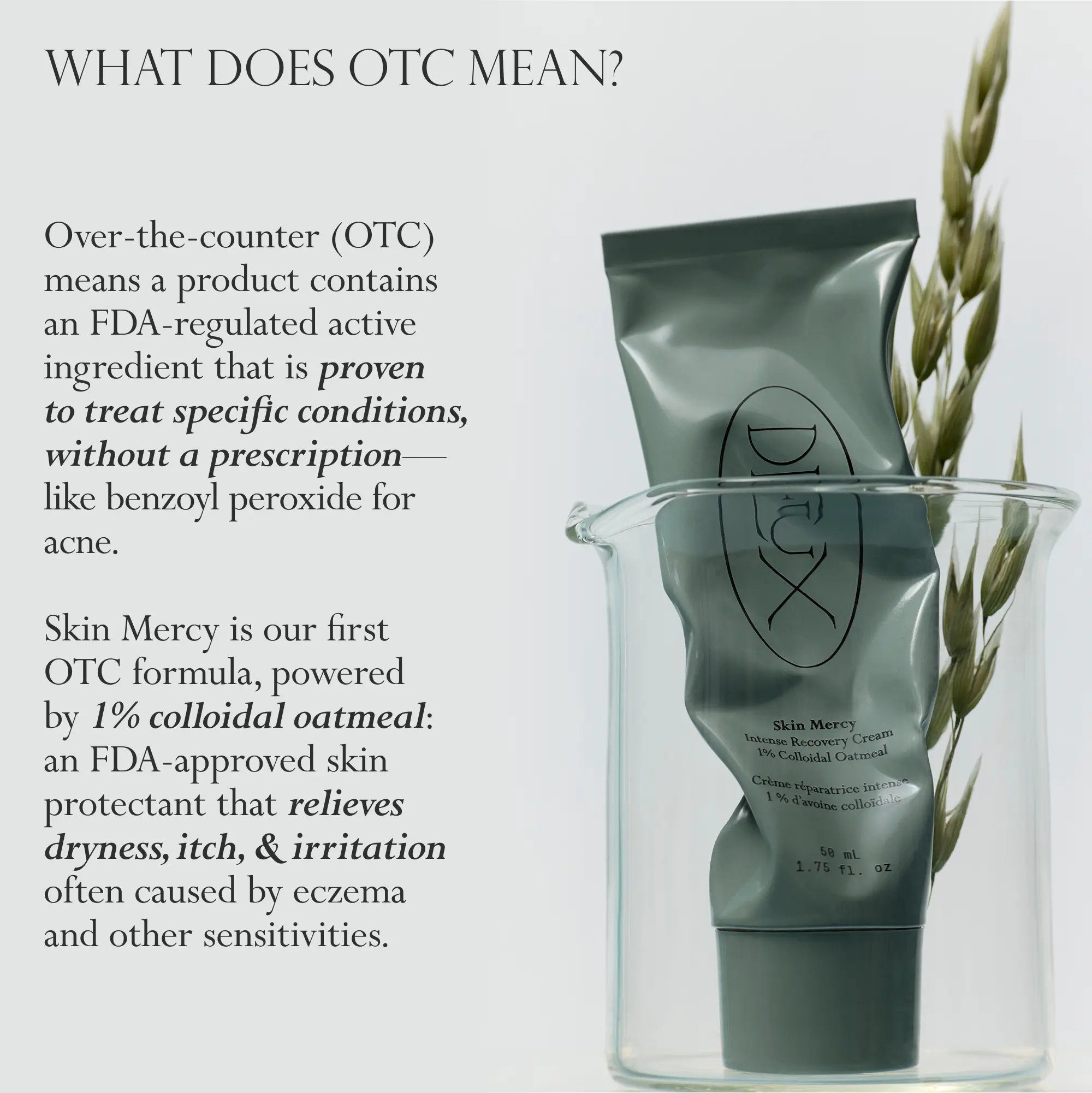 Skin Mercy Recovery Cream – 1% Colloidal Oatmeal Moisturizer for Sensitive, Dry & Irritated Skin | Clinically Proven