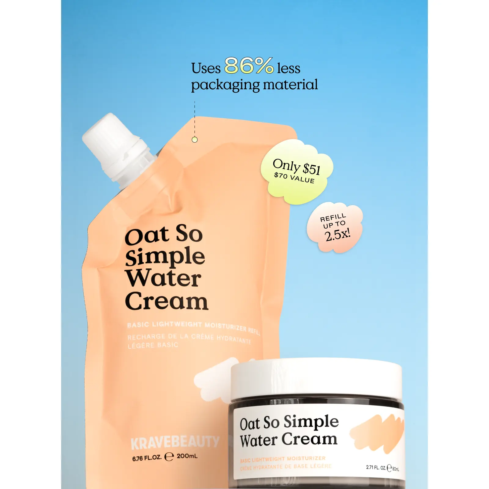 Byoma Oat So Simple Water Cream | Lightweight Moisturizer for Sensitive Skin, 48-Hr Hydration, 2.71 fl.oz