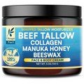 Okaga 7-in-1 Whipped Beef Tallow Moisturizer 5oz – Face & Body Cream with Collagen, Manuka Honey & Beeswax | 100% Grass-Fed